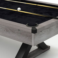 84" Pool Table With Billiard Balls, Cues, Pool Cue Chalk, Cleaning Brush, X Legs, Black Cloth, Rustic Grey,84.1"L X 46.5"W X 32"H Grey Mdf