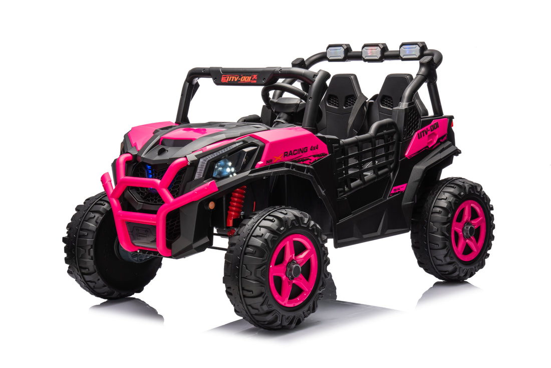 24V Ride On Toys 4Wd Ride On Cars With Remote Control, 2 Xl Seater Electric Car For Kids, Power Car Wheels, Utv 4*200W Motor, Bluetooth, Music, Lights, 3 Speeds,Pink Pink Abs