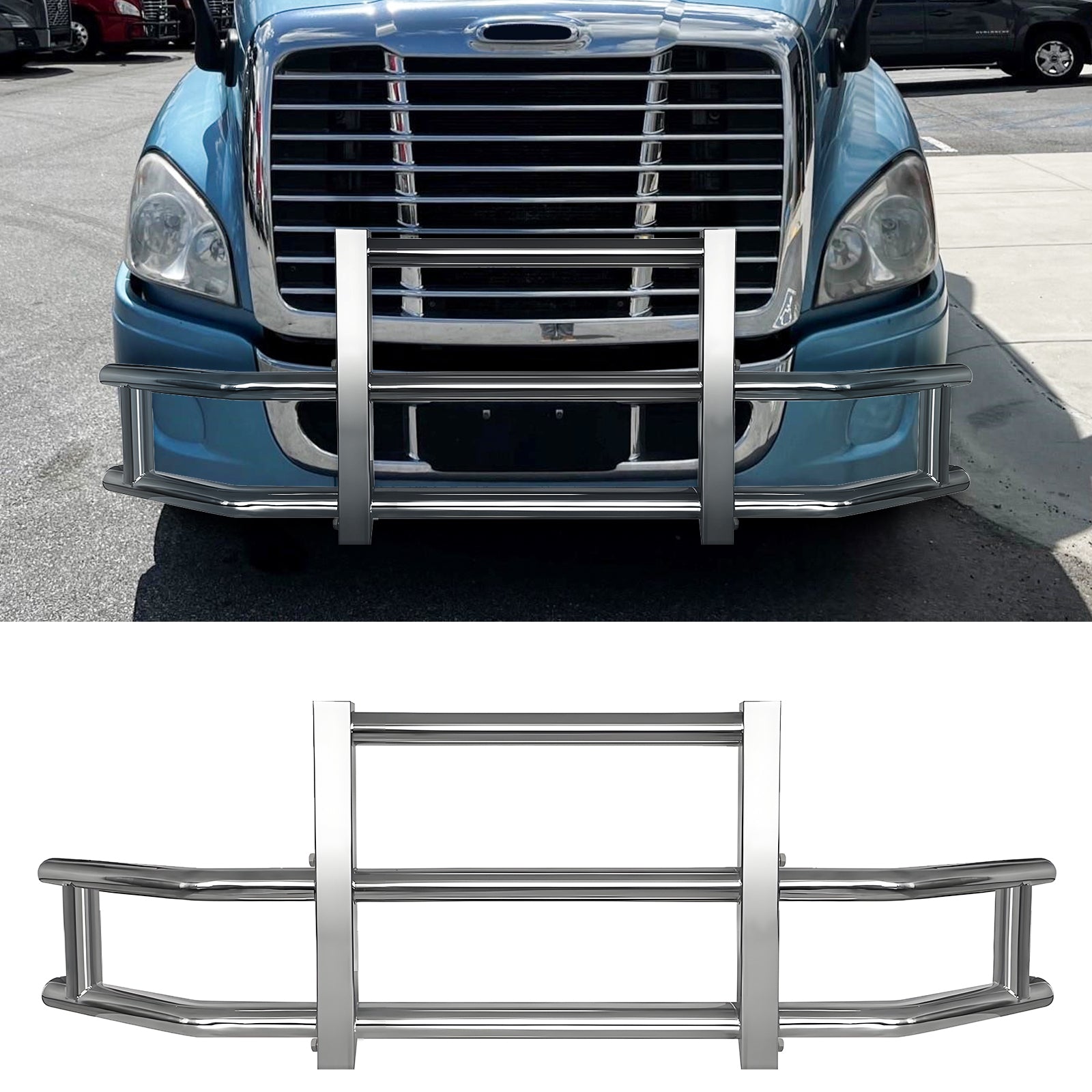 Stainless Steel Deer Guard Bumper For Freightliner Cascadia 2008 2017 With Brackets Chrome Stainless Steel