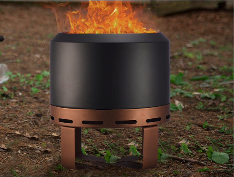 Outdoor Smokeless Fire Pit Stove 24'' For Camping Bonfire, Wood Burning Fire Place Firepit With Stand For Patio Backyard Outside Black Iron