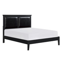 Classic Black Finish California King Size Panel Bed Wooden Bedroom Furniture 1Pc Box Spring Required California King Black Wood Bedroom Panel Faux Leather Wood