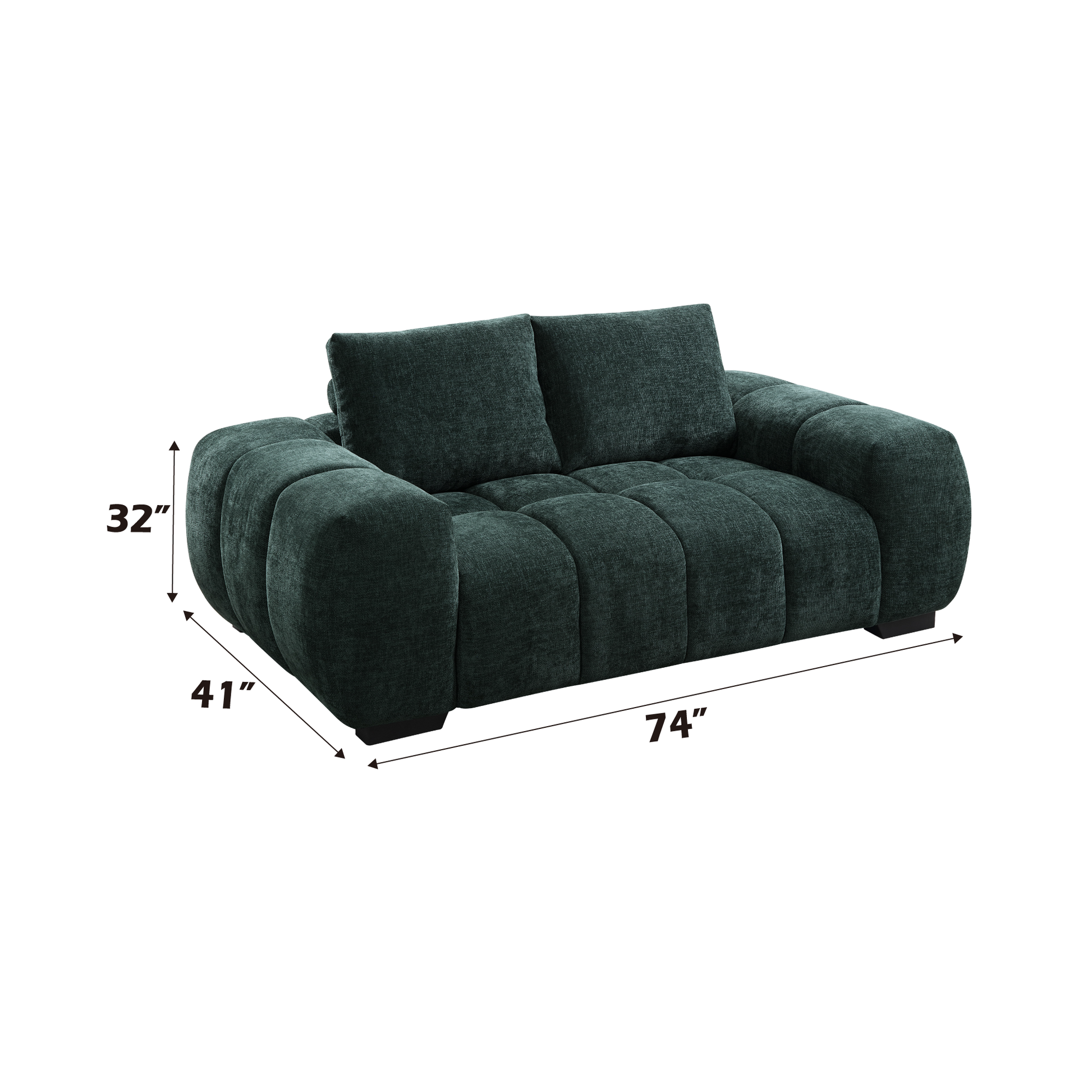 Ferrand Loveseat, Green Chenille Lv03041 Green Upholstered