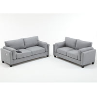 Oversized Modern 2 Piece Sofa Set Couch And Loveseat Set 2 3 Seater Sofa Set, Living Room Set, Loveseat & 3 Seater Couch For Bedroom, Gray Gray Primary Living Space Fabric 5 Seat