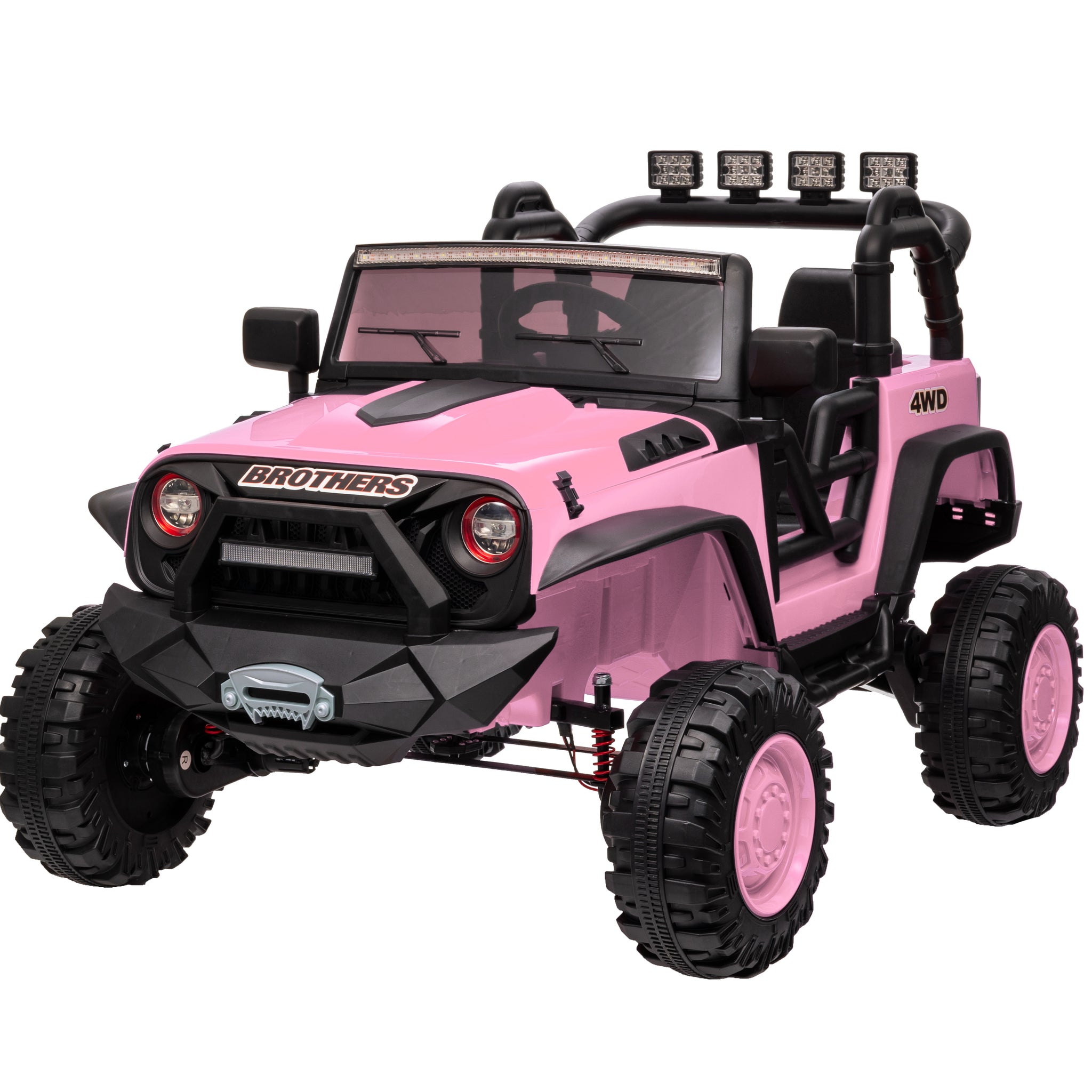 24V 9Ah Ride On Toy For Big Kids, 2 Seater Powered Ride On Truck Car With Remote,Pink Pink Abs