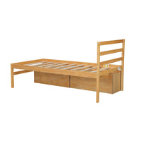 Twin Size Wood Platform Bed With Removable Storage Shelves, Built In Two Storage Drawers For Added Convenience, Natural Twin Natural Wood