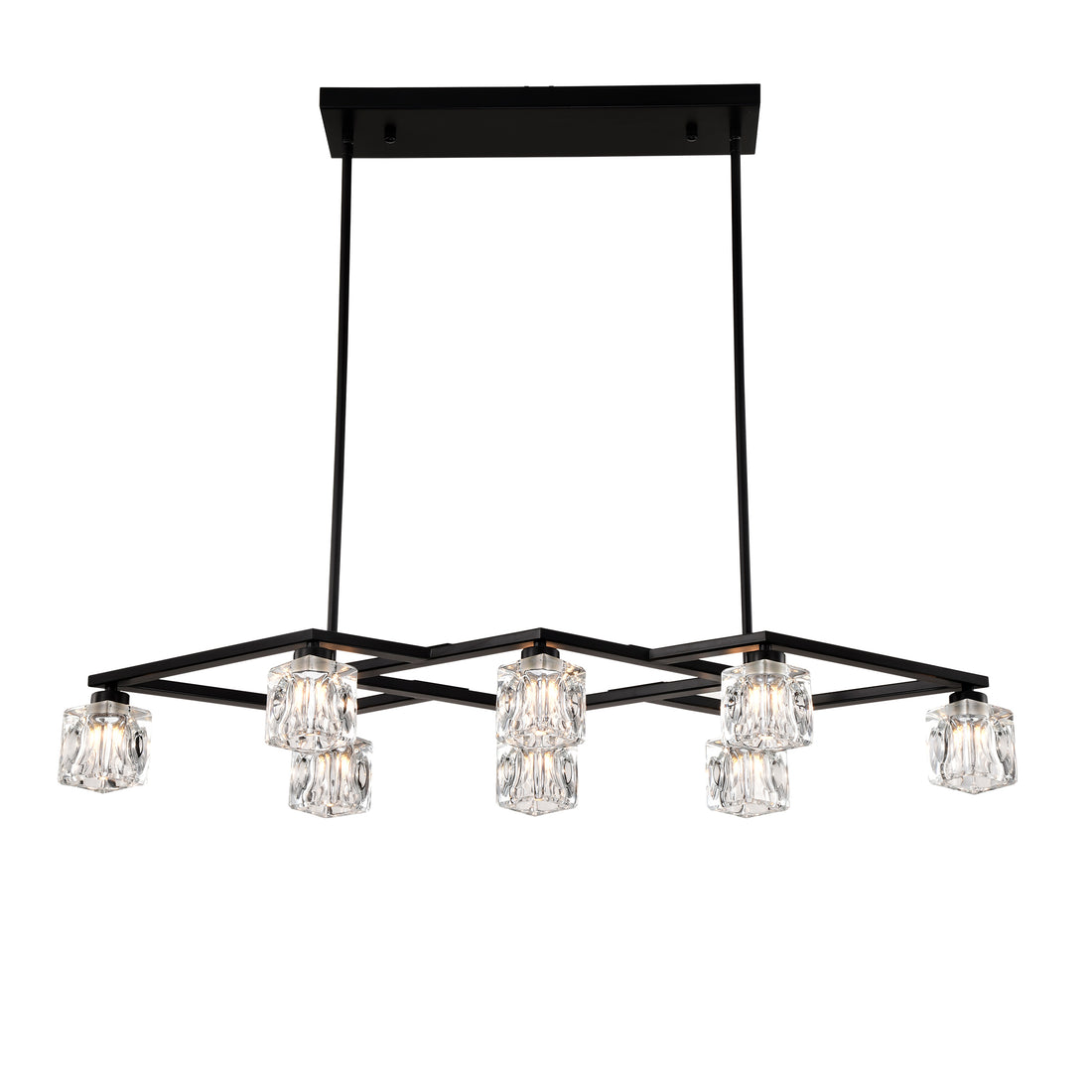 Matte Black Crystal Chandelier For Dining Room, 8 Light Kitchen Chandelier Light Fixture Modern Metal Industrial Chandeliers For Farmhouse Entryway Living Room 8*G9 Bulbs Included Matte Black