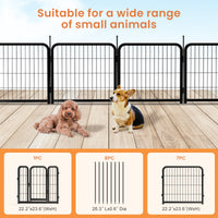 Dog Playpen Outdoor, 8 Panel Dog Fence 24" Pet Pen For Small Dogs Pet Exercise Pen For Puppy Rabbit Small Animals Portable Playpen For Rv Camping Garden Yard, Indoor. Black, 22.2'' W X 23.6'' H. Black Iron