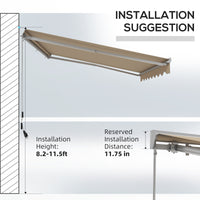 Outsunny 13' X 10' Electric Awning With Led Lights, Retractable Awning, Uv40 Sun Shade Shelter With Remote Controller And Crank Handle For Deck, Balcony, Yard, Cream White Cream White Aluminum