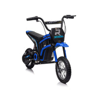 24V14Ah Kids Ride On 24V Electric Toy Motocross Motorcycle Dirt Bike Xxl Large,Speeds Up To 14.29Mph,Dual Suspension, Hand Operated Dual Brakes, Twist Grip Throttle, Authentic Motocross Bike Geometry Blue Polypropylene