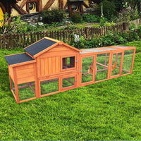 111.5" Wooden Chicken Coop, Large Hen House With Nesting Box Poultry Cage, Rabbit Hutch Bunny Cagewaterproof Uv Panel For Backyard Natural Wood