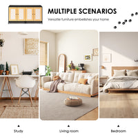 Double Litter Box Enclosure,Cat Litter Box Enclosure For 2 Cats, Hidden Litter Box Furniture With Rattan Doors, 47" L X 19.8" W X 21.8" H,Black Light Oak Particle Board