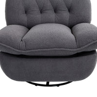 360 Swivel Recliner Adjustable Chair Chenille Glider Swivel Reclining Sofa Chair With Black Metal Round Base Gray Gray Foam Upholstered