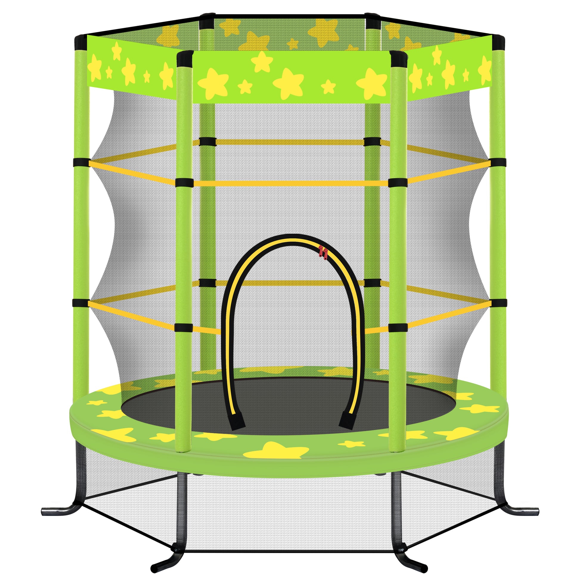 55 Inch Kids Trampoline With Safety Enclosure Net, 4.5Ft Outdoor Indoor Trampoline For Kids Green Green Metal