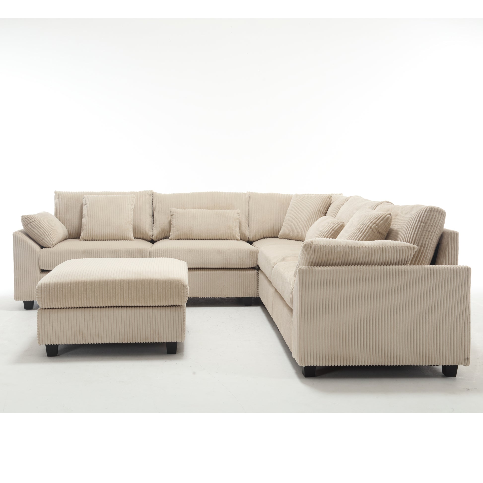 Arrival Oversized Modular Sectional Sofa Couch,Modern Minimalist Couches For Living Room,Free Combination Deep Seat Corner Couch For Living Room,Corduroy, Beige Beige Fabric 6 Seat