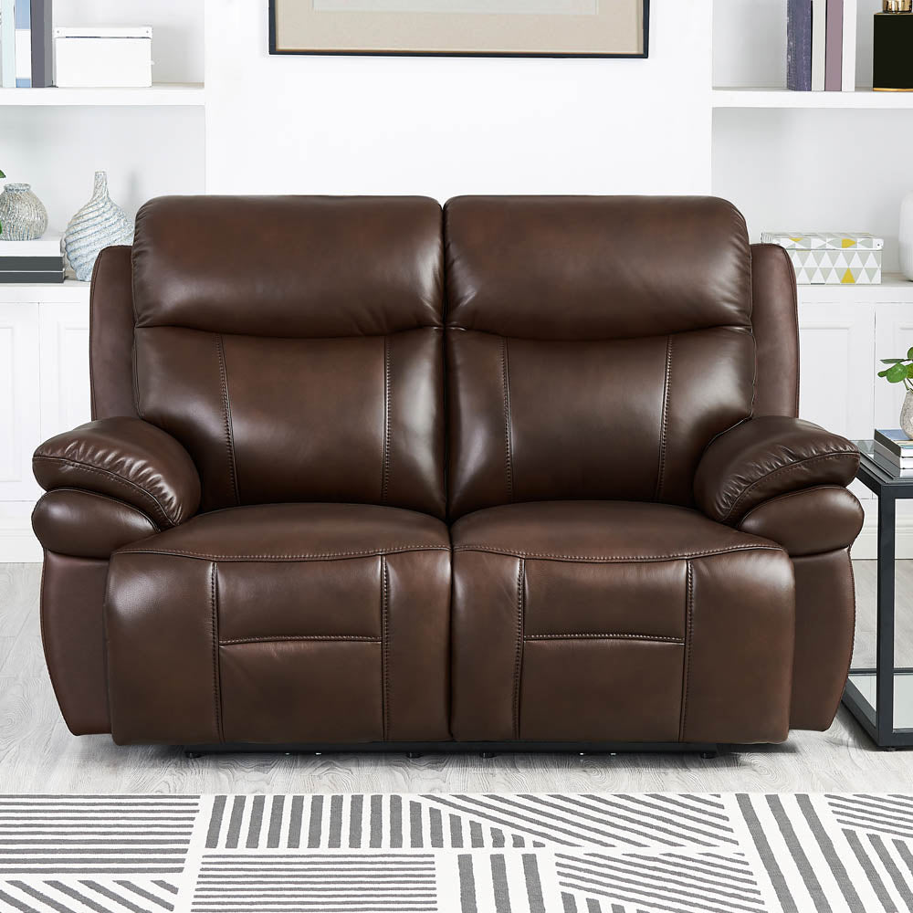 Springdale Power Headrest Zero Gravity Reclining Loveseat Chestnut Memory Foam Genuine Leather