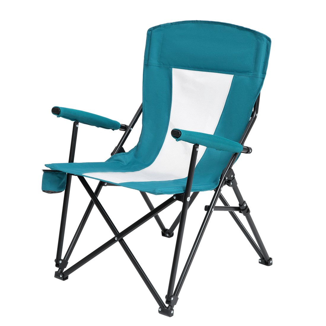 Steel Folding Mesh Quad Camping Chair, With Cup Holder, & Carry Bag Blue Red Seats 2 Steel