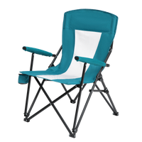 Steel Folding Mesh Quad Camping Chair, With Cup Holder, & Carry Bag Blue Red Seats 2 Steel