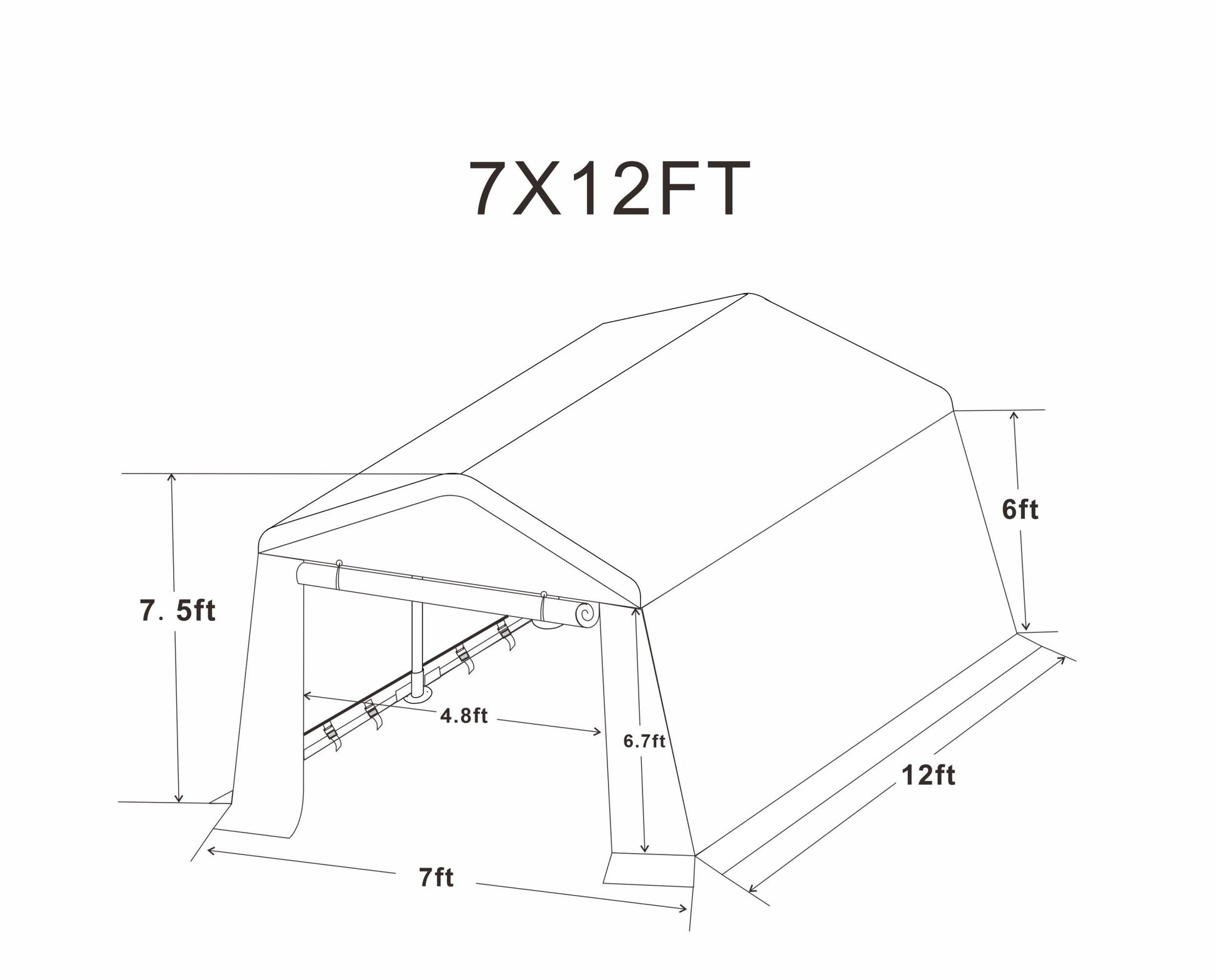 7X12 Ft Outdoor Gazebo Portable Storage Shelter Shed With 2 Roll Up Zipper Doors & Vents Carport For Motorcycle Waterproof And Uv Resistant Anti Snow Portable Garage Kit Tent, Grey Grey No Foundation Needed Garden & Outdoor Powder Coated Frame Portable