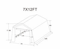 7X12 Ft Outdoor Gazebo Portable Storage Shelter Shed With 2 Roll Up Zipper Doors & Vents Carport For Motorcycle Waterproof And Uv Resistant Anti Snow Portable Garage Kit Tent, Grey Grey No Foundation Needed Garden & Outdoor Powder Coated Frame Portable