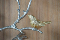 17X5.5X22" Metal Branch Wall Sculptures With Bird Accents, Set Of 2 Silver Multi Aluminium
