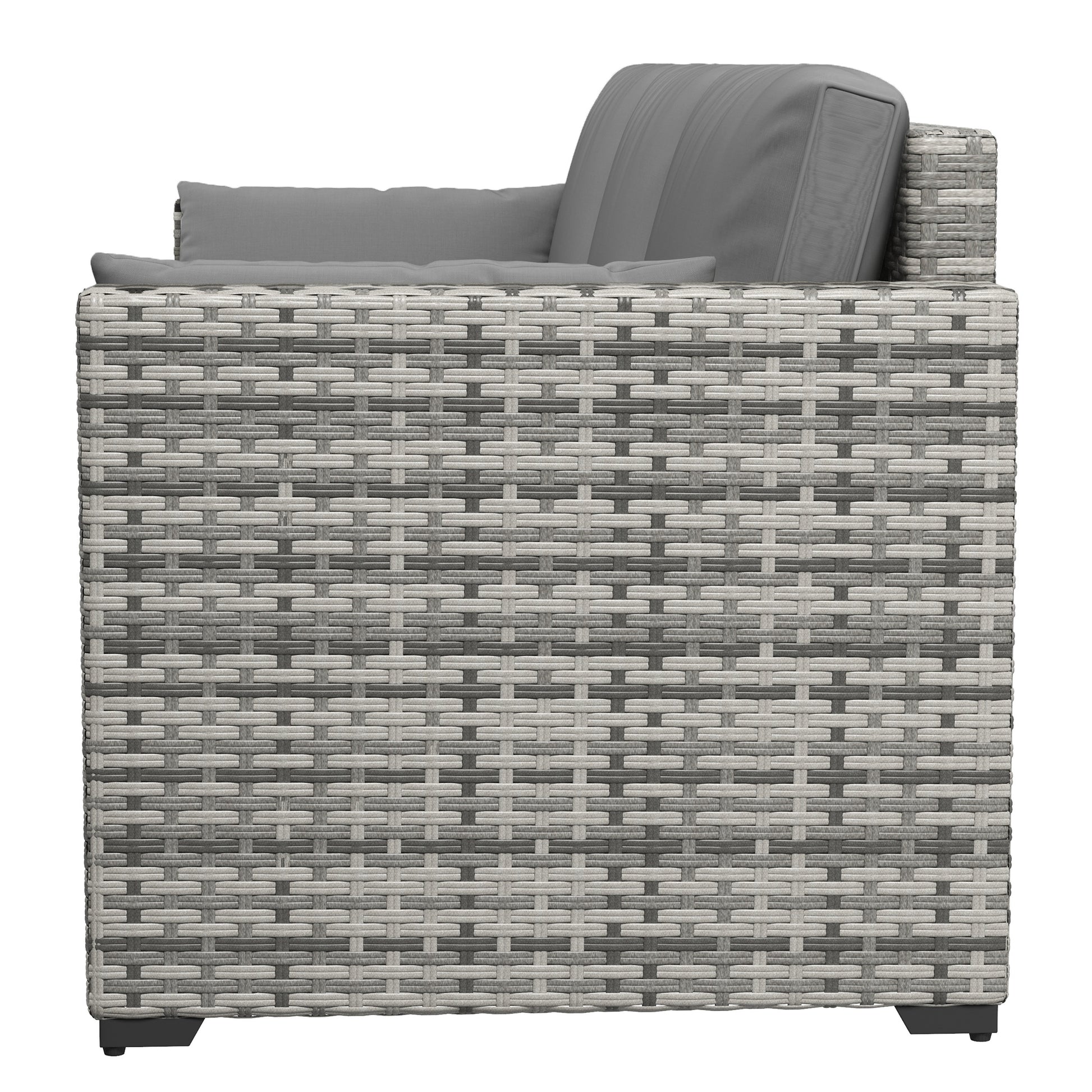 Outsunny Wicker Patio Couch, Pe Rattan 3 Seat Sofa, Outdoor Furniture With Deep Seating, Cushions, Steel Frame, Gray Gray Steel