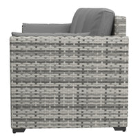 Outsunny Wicker Patio Couch, Pe Rattan 3 Seat Sofa, Outdoor Furniture With Deep Seating, Cushions, Steel Frame, Gray Gray Steel