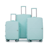 Pp Luggage Sets 3 Piece 20 24 28 , Expandable Carry On Luggage With Tsa Lock Airline Approved, Pp Materials Hard Shell And Lightweight Suitcase With Spinner Wheels Mint Green Mint Green Polypropylene