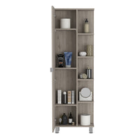 Urano Mirror Linen Cabinet, Four Interior Shelves, Five External Shelves Light Gray Gray 5 Bathroom Freestanding Modern Particle Board Particle Board