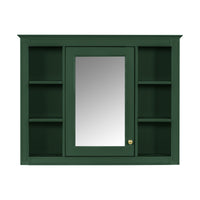 35'' X 27.5'' Medicine Cabinet, Wall Mounted Bathroom Storage Cabinet, Modern Bathroom Wall Cabinet With Mirror, Mirror Cabinet With 6 Open Shelves Not Include Bathroom Vanity Green 1 Bathroom Wall Mounted Modern Mdf Painted