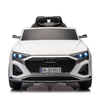 12V Kids Ride On Electric Car W Parents Remote Control,Licensed Audi Sq8 For Kids,Dual Drive,Suspension,Hanging Start,Three Speed Adjustable Music,Volume Control,Led Lights For Kids Aged 3 6. White