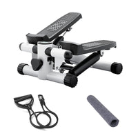 Mini Fitness Stepper, Hydraulic Fitness Stepper With Resistance Bands And Display, Silent Design, Weight Capacity 300Lbs, Portable Stepper For Total Body Workout,11.3"L X 12.6"W X 7.8"H,White White Abs Rubber Steel Q235