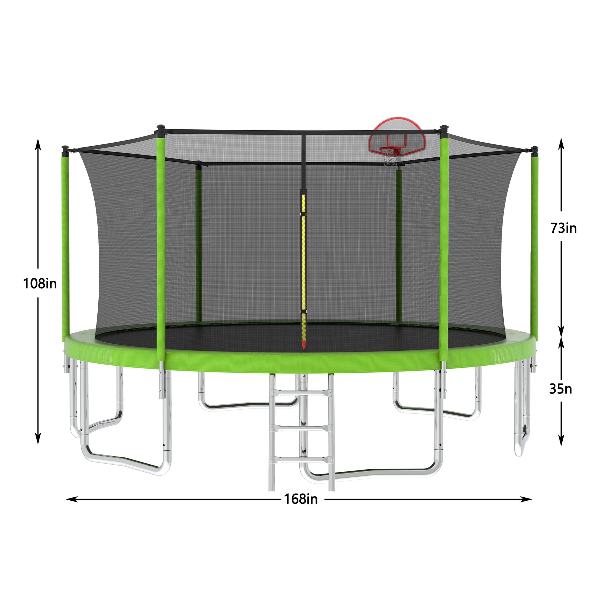 14Ft For Kids Children With Safety Enclosure Net Outdoor Backyards Large Recreational Trampoline Green Metal