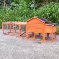 111.5" Wooden Chicken Coop, Large Hen House With Nesting Box Poultry Cage, Rabbit Hutch Bunny Cagewaterproof Uv Panel For Backyard Natural Wood