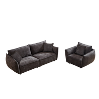 3 Seater 1 Seater Combo Sofa Modern Living Room Sofa, Linen Fabric Sofa, Wooden Frame With 3 Pillows, Apartment Sofa Furniture Black Chenille Wood Primary Living Space Pine Foam Fabric 4 Seat