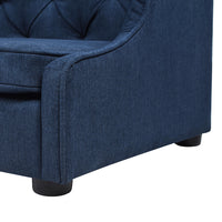 Robin 35" Tufted Wingback Pet Sofa Bed, Medium, Pacific Blue Stain Resistant High Performance Polyester Blue Foam Polyester