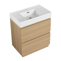 30" Bathroom Vanities With Single Sink Combo, Modern Undermount Bathroom Sink Cabinet With Double Drawer, Freestanding Bathroom Sink Cabinet,Engineering Wood,Oak Oak American Design Engineered Wood