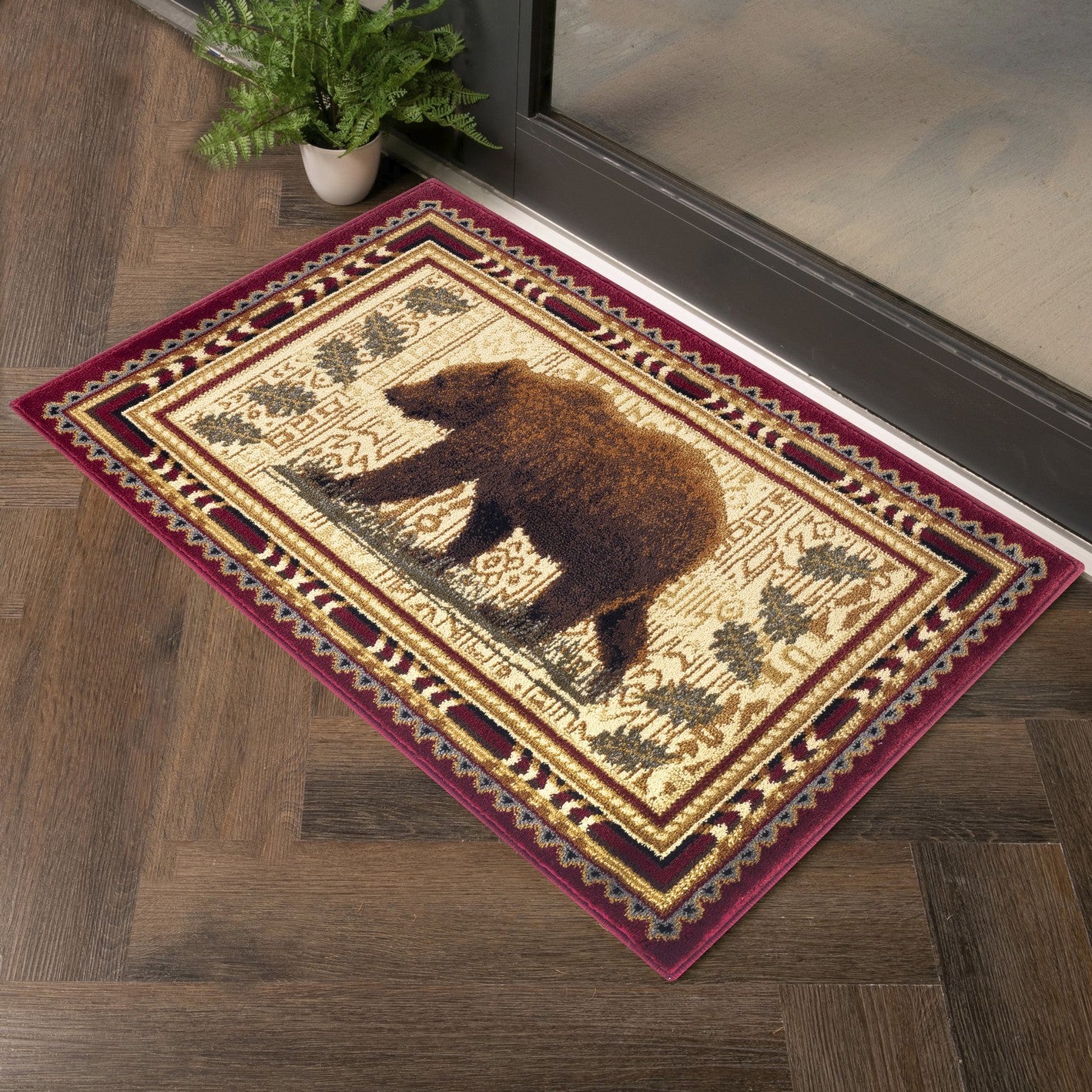 Nature'S Nest Gc Cbl3007 Multi 5 Ft. 3 In. X 7 Ft. 3 In. Lodge Area Rug Red Polypropylene