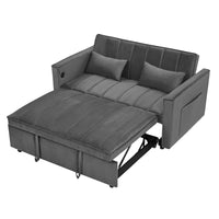 54.33 Inch Versatile Foldable Sofa Bed In 3 Lengths, Modern Sofa Sofa Sofa Velvet Pull Out Bed, Adjustable Back Gray Antique Gray Velvet Wood Primary Living Space Medium Soft Cushion Back Delicate