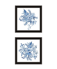 "Delph Designs Of Blue And White Florals" Framed Wall Art For Living Room, Wall Art Print For Home Decor, Bedroom Wall Art By Cindy Jacobs Multicolor Wood Paper