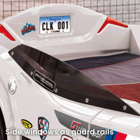 Rally Twin Race Car Bed, White White Wood Plastic