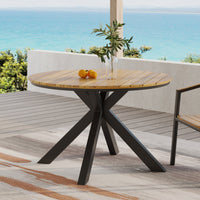 Modern Dinning Table Black Metal & Wood