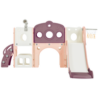 7 In 1 Toddler Slide Set, Freestanding Space Set With Slide, Kids Slide Playset Structure, Arch Tunnel And Basketball Hoop, Toy Storage Organizer For Toddlers, Kids Climbers Playground Purple 50 99 Lbs Cute 1 To 2 Years Hdpe Indoor & Outdoor Use