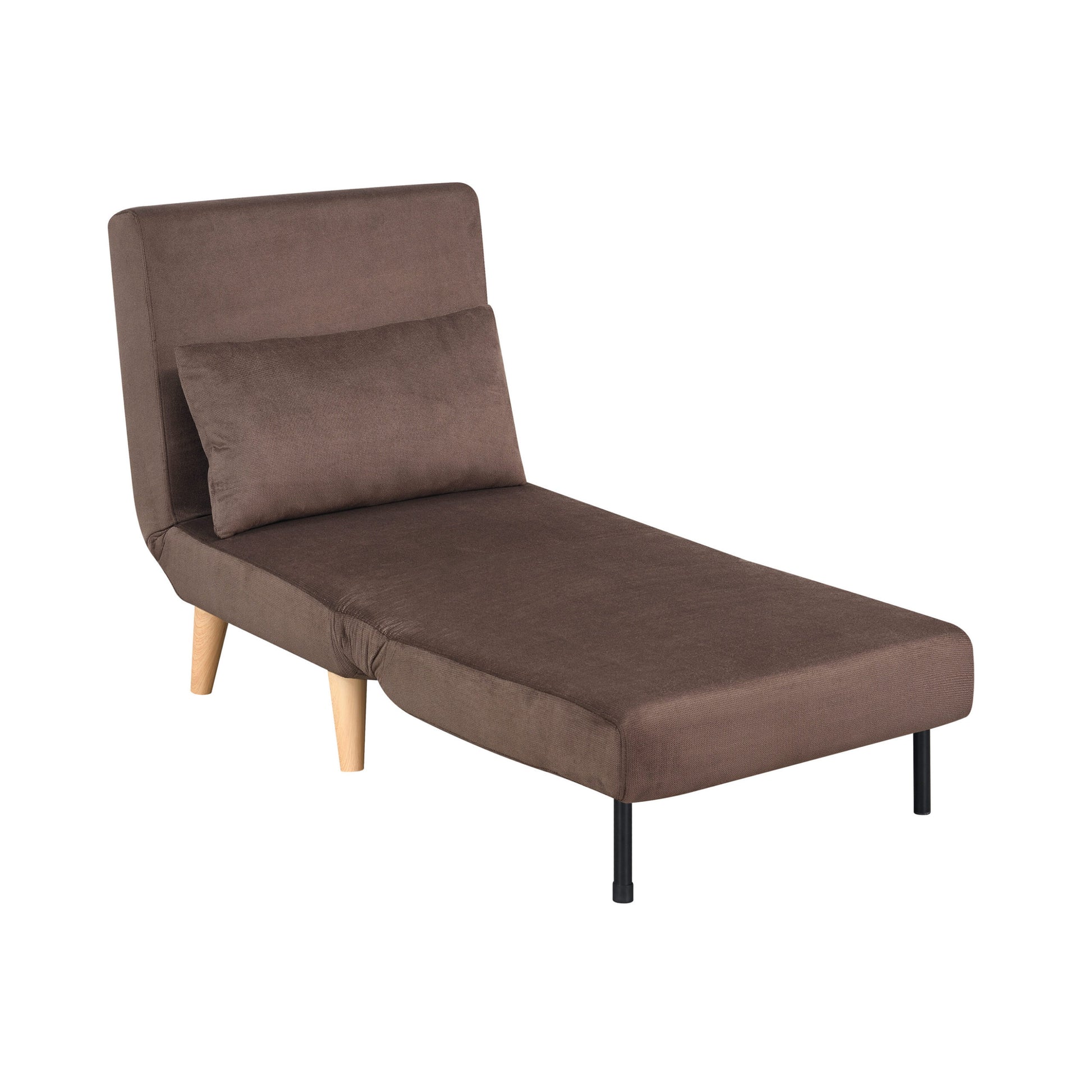 1Pc Sofa Futon Convertible Sleeper Modern Sleek Active Reclining Chair Chaise Sleeper Day Bed Stylish Contemporary Accent Chair Brown Brown Contemporary,Modern Wood