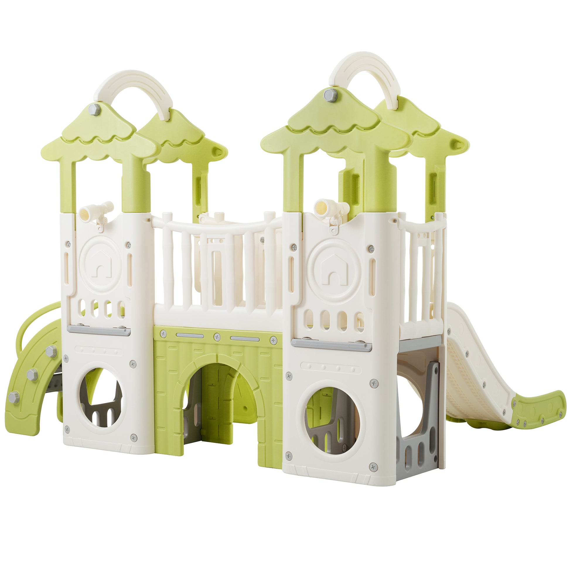 8 1 Toddler Climber And Slide Set,Kids Slide For Toddlers Age 1 , Kids Playground Climber Freestanding Slide Playset With Basketball Hoop, Play Combination For Babies,Indoor& Outdoor Green 150 199 Lbs Cute 1 To 2 Years Hdpe Indoor & Outdoor Use