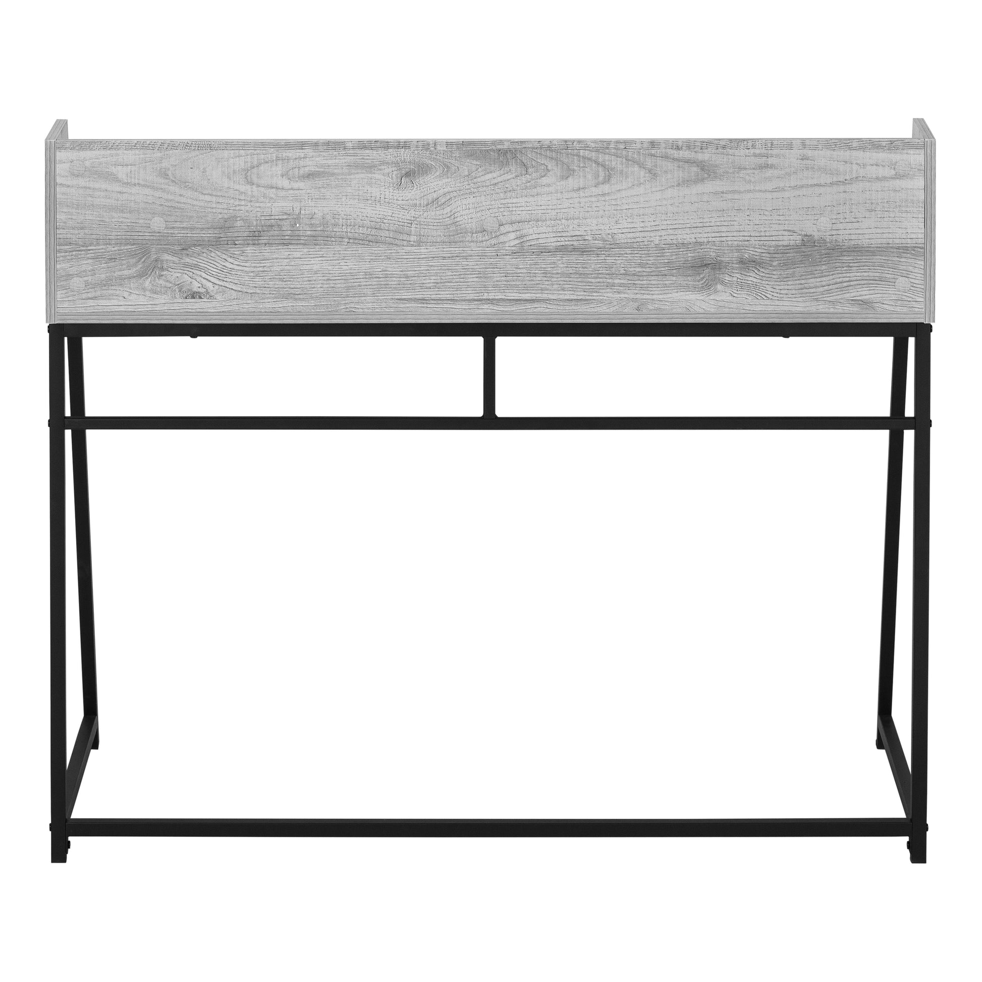 Computer Desk, Home Office, Laptop, Storage Shelves, 48"L, Work, Grey Laminate, Black Metal, Contemporary, Modern Grey Particle Board