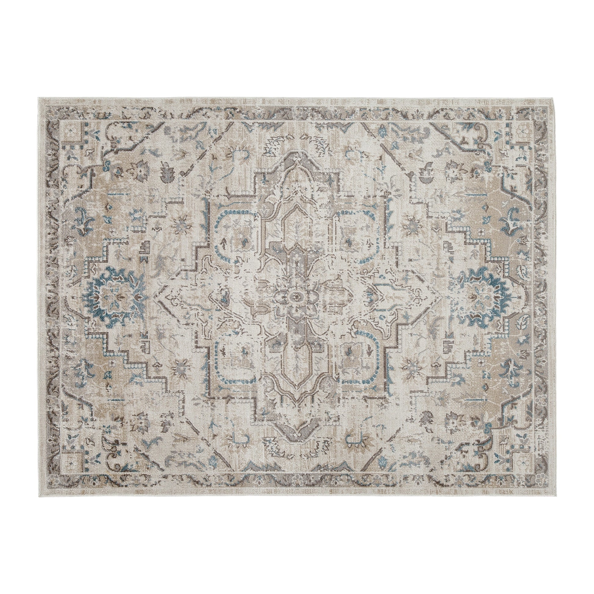 Tyra 5 X 7 Medium Soft Polyester Fabric Floor Area Rug, Washable, Medallion Pattern, Multicolor Multicolor Polyester