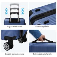 Luggage 4 Piece Set With Spinner Wheels, Hardshell Lightweight Suitcase With Tsa Lock,Checked Luggage,Dark Blue 12 20 24 28In Dark Blue Abs