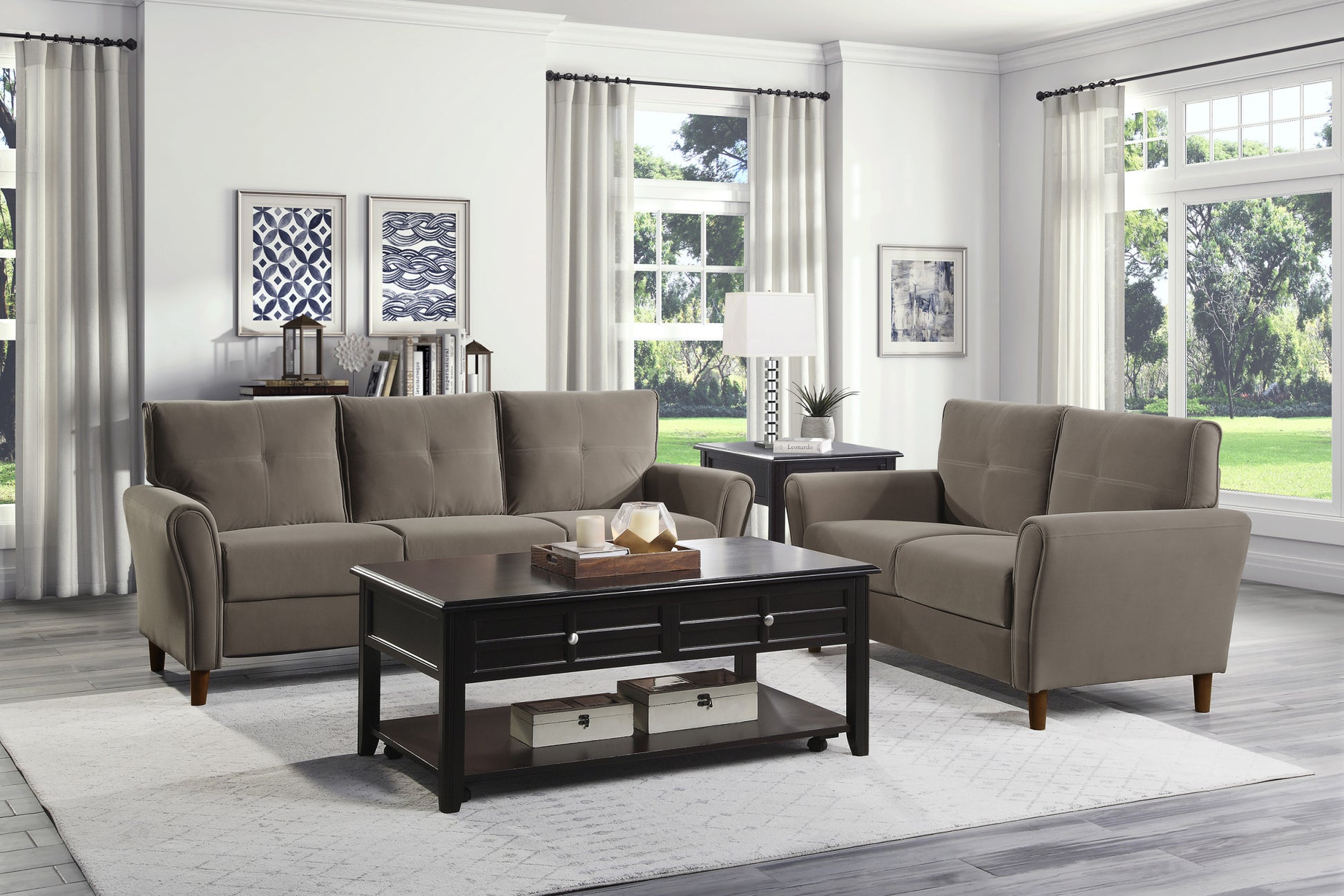 Brown Velvet Upholstery 1Pc Comfort Sofa Plush Seatbacks Tufted Detail Solid Wood Frame Modern Living Room Furniture Brown Velvet Wood Modern Flared Arms Solid Wood 3 Seat