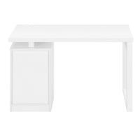 Computer Desk, Home Office, Laptop, Left, Right Set Up, Storage Drawers, 48"L, Work, White Laminate, Contemporary, Modern White Particle Board