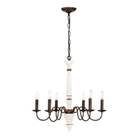 Retro White And Rust Color Chandelier With Light Fixture 6 Light E12 No Include Bulb Pendant Light Fixtures For Dining Room, Lobby, Kitchen, Bedroom, Living Room, Conference Room, Home Office Retro